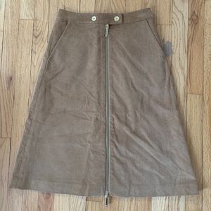 Michael Kors Collection High Rise Boho Corduroy Midi Skirt with Gold Details